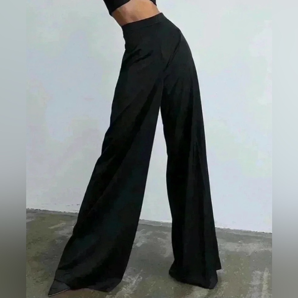New Commense Satin Wide Leg Trouser Pants Size XS